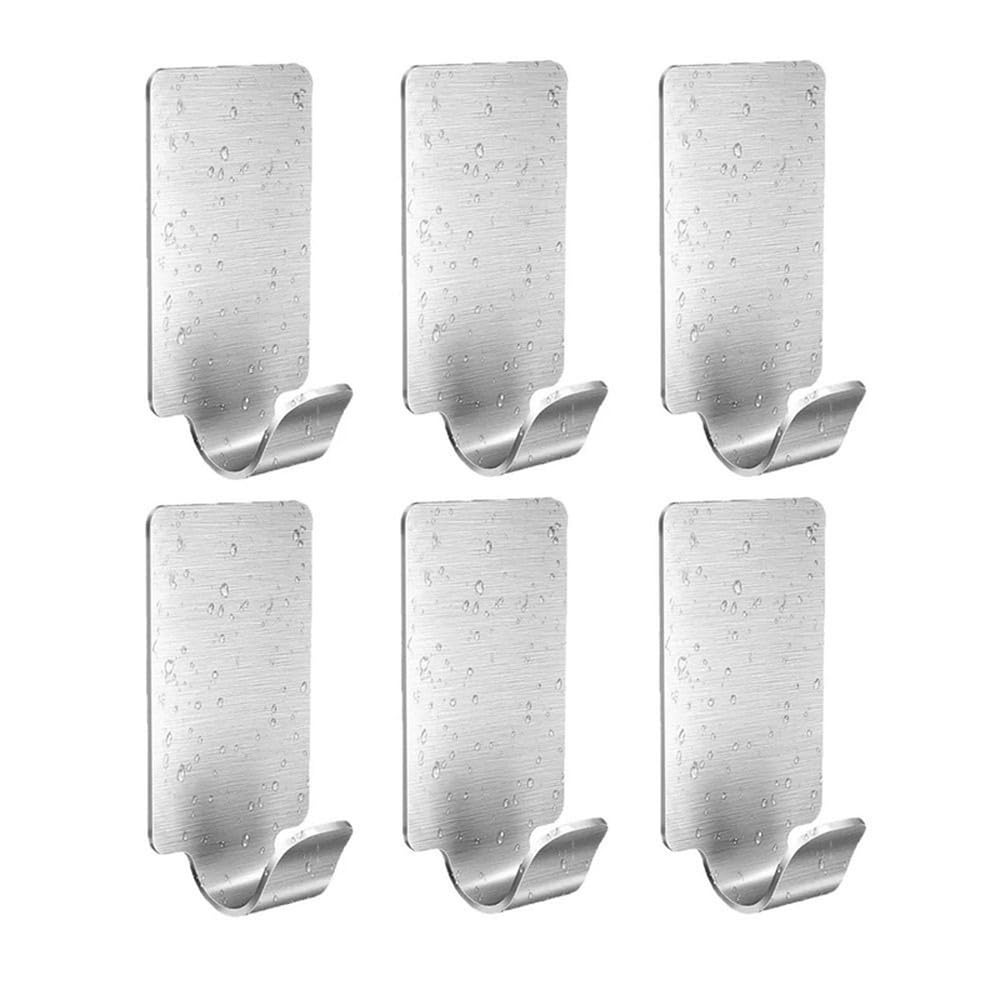 VVW&LIU 1/6PCS Kitchen Bathroom Wall Hanger Hook Small Stainless Steel Bathroom Organizer Self Adhesive Towel Rack Hanger,6pcs