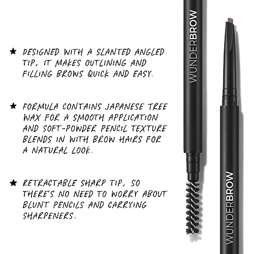 WUNDERBROW Micro-Sculpt Refillable Brow Pencil, Vegan & Cruelty Free Eyebrow Pencil (Black/Brown), black / black - Image 2