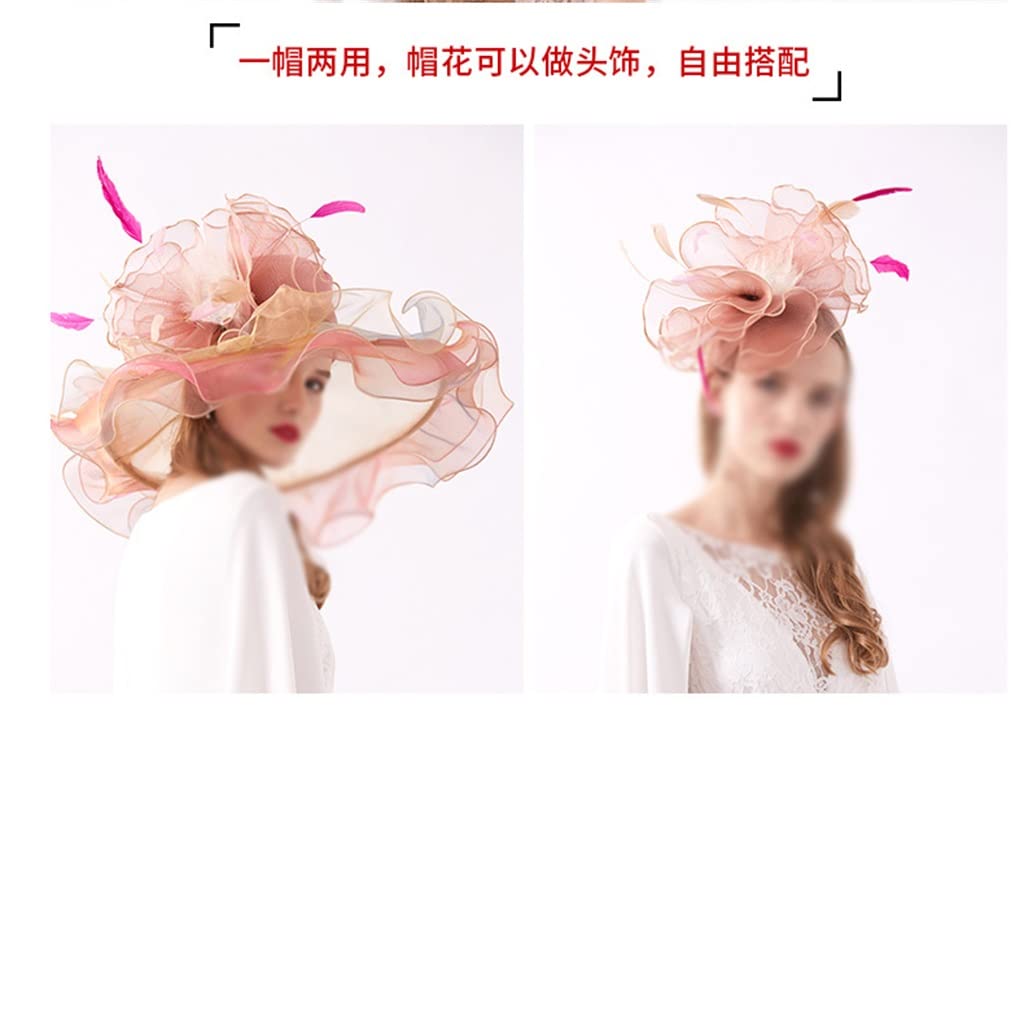 Cappello in Organza Regolabile da Donna, Cappello da Cornice per Esterni Primaverili ed Estivi, Cappello per Adulti Ricamato