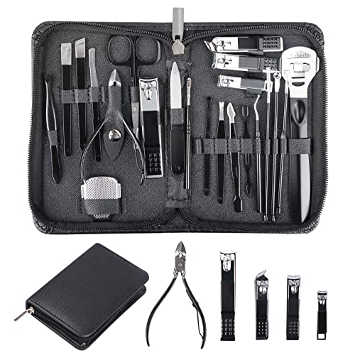 Juego de manicura,kit de cortaúñas profesional,kit de pedicura,22 piezas juego de cuidado de acero inoxidable, herramientas de cuidado de uñas con bolsa de viaje de cuero para manicura y pedicura Cover