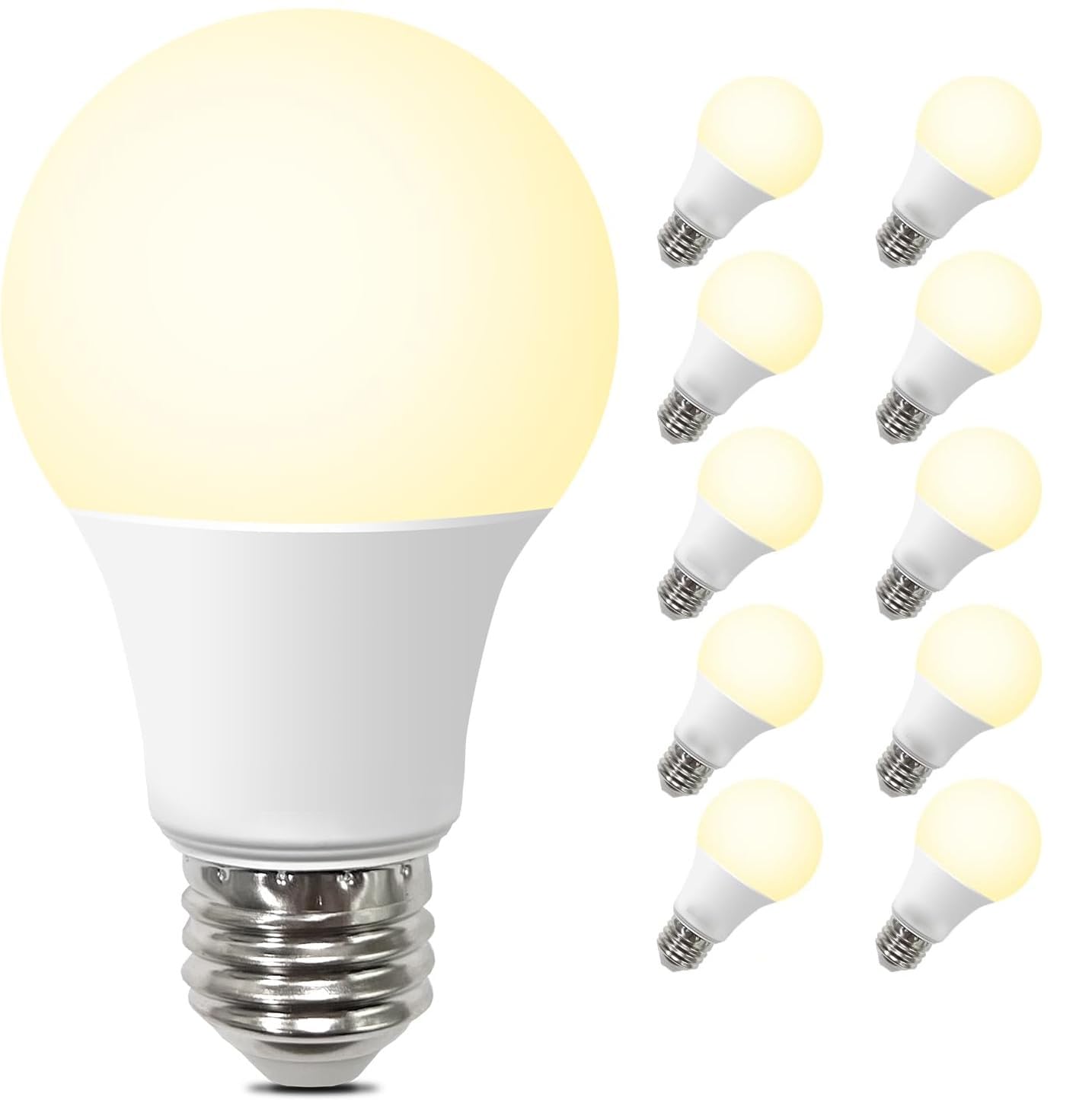 10 Pack E27 7W LED Light Bulb, Warm White 3000K, Not Dimmable LED Energy Saving Light Bulbs,1 Year Warranty.