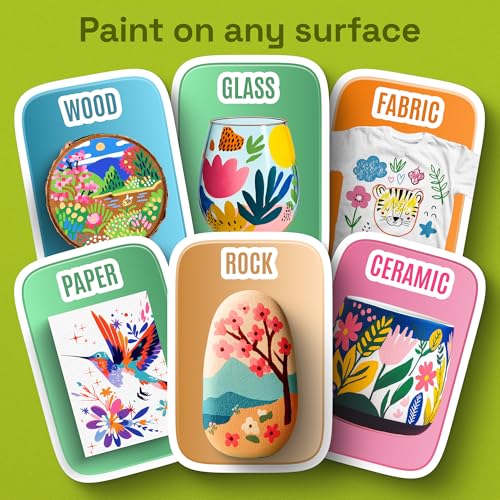 Image of ARTISTRO 36 Acrylic Paint Markers for Rock, Fabric, Wood, Glass, Eggs - Dual-Tip Paint Pens for Coloring Books for Adults, Teens, Kids - Art & Craft Supplies - Gift Idea - Easter Basket Stuffers