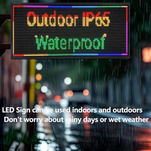 Image of P10 Programmable LED Sign, 40 inchx14 inch Scrolling LED Sign for Business, Waterproof LED Display with WIFI & USB Control, 96x32 Pixels SMD Technology Digital Advertising Sign for Shop, Hotel, Store, Restaurant