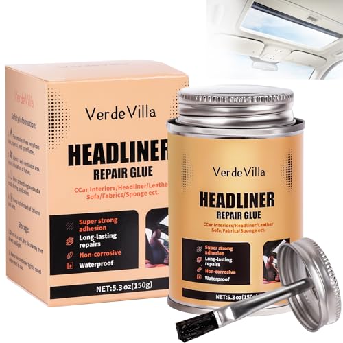 Headliner Repair Glue, Car Headliner Adhesive with Brush, Car Roof Liner Fabric Adhesive, Upholstery Glue for Cars,Headliner Repair Kit, Suitable for Automotive interiors, Fabric, Leather