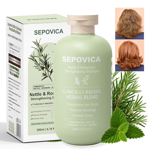 Nettle & Rosemary Shampoo for Hair Growth and Thinning Hair - Reduces Hair Loss Controls Oil with Botanical Complex (Fo-Ti Ginger) | Volumizing Shampoo for Scalp Health | Paraben Free 6.76 Fl Oz