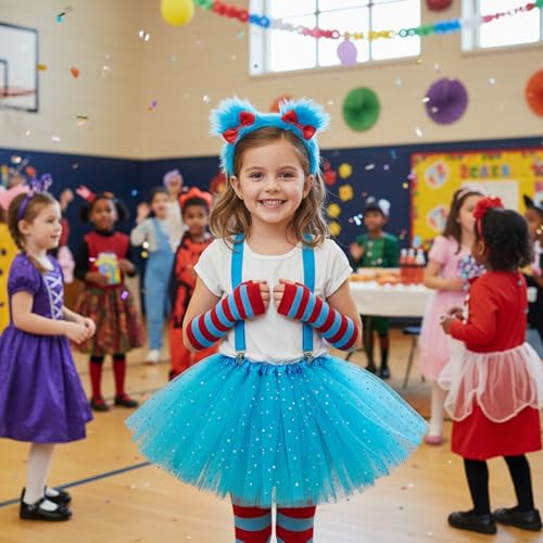 Disfraz infantil azul para niñas con accesorios miniatura 6