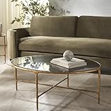 SAFAVIEH Couture Collection Jessa Brass Base & Black Marble Top Oval Coffee Table, Fully Assembled
