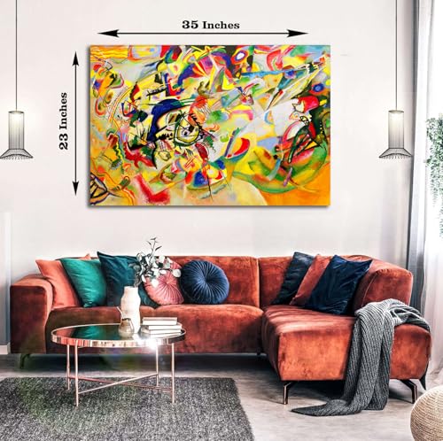 Image of Sikhash Wassily Kandinsky Canvas Paintings Composition VII Abstract Art | Famous Artist Wall Decor for Living Room | 35x23 Inches Unframed