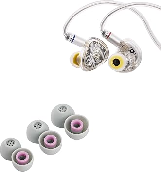 Linsoul TANGZU Waner S.G II in Ear Monitor,HiFi Wired Earbuds,10mm Dynamic Driver PET Diaphragm Gaming IEM EarphonesClear White, 3.5mm + Kiwi Ears Flex Earbud Tips, Replacement Silicone IEM Tips