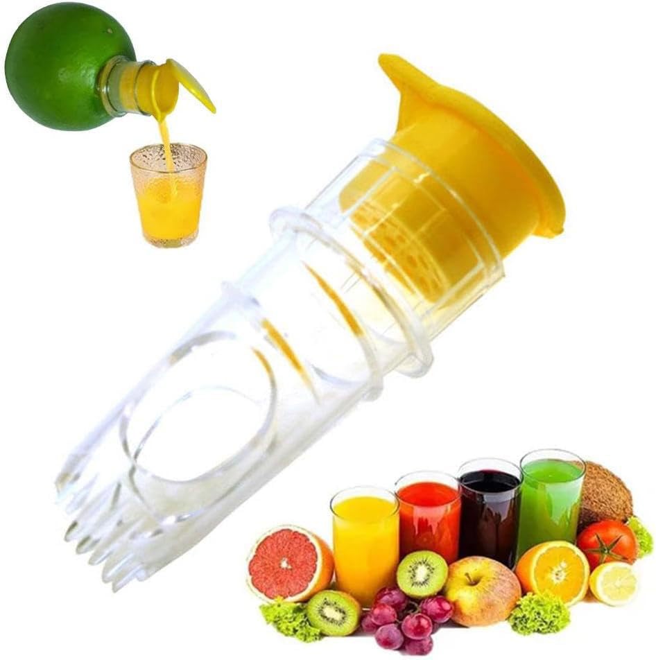 Exprimidor de limón, 2 unidades, extractor manual de jugo de lima transparente con tapa con filtro integrado, prensa portátil compacta de plástico naranja cítricos para cócteles, prensa de limón de 5