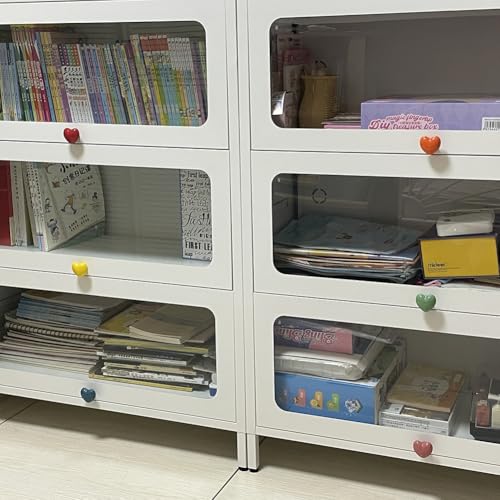 Image of 6 Colors, 1 Each Colorful Cabinet Door Handle Wardrobe Drawer Heart Single Hole Dressing Tables Furniture Handle Pull (1, 6 Colors, 1 Each Including red Orange Yellow Green Pink and Blue)