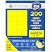 200 LabelOutfitters® Fluorescent Neon Yellow Laser Printer ONLY Labels, 4" x 2", 20 Sheets (Same size as Avery 5163)