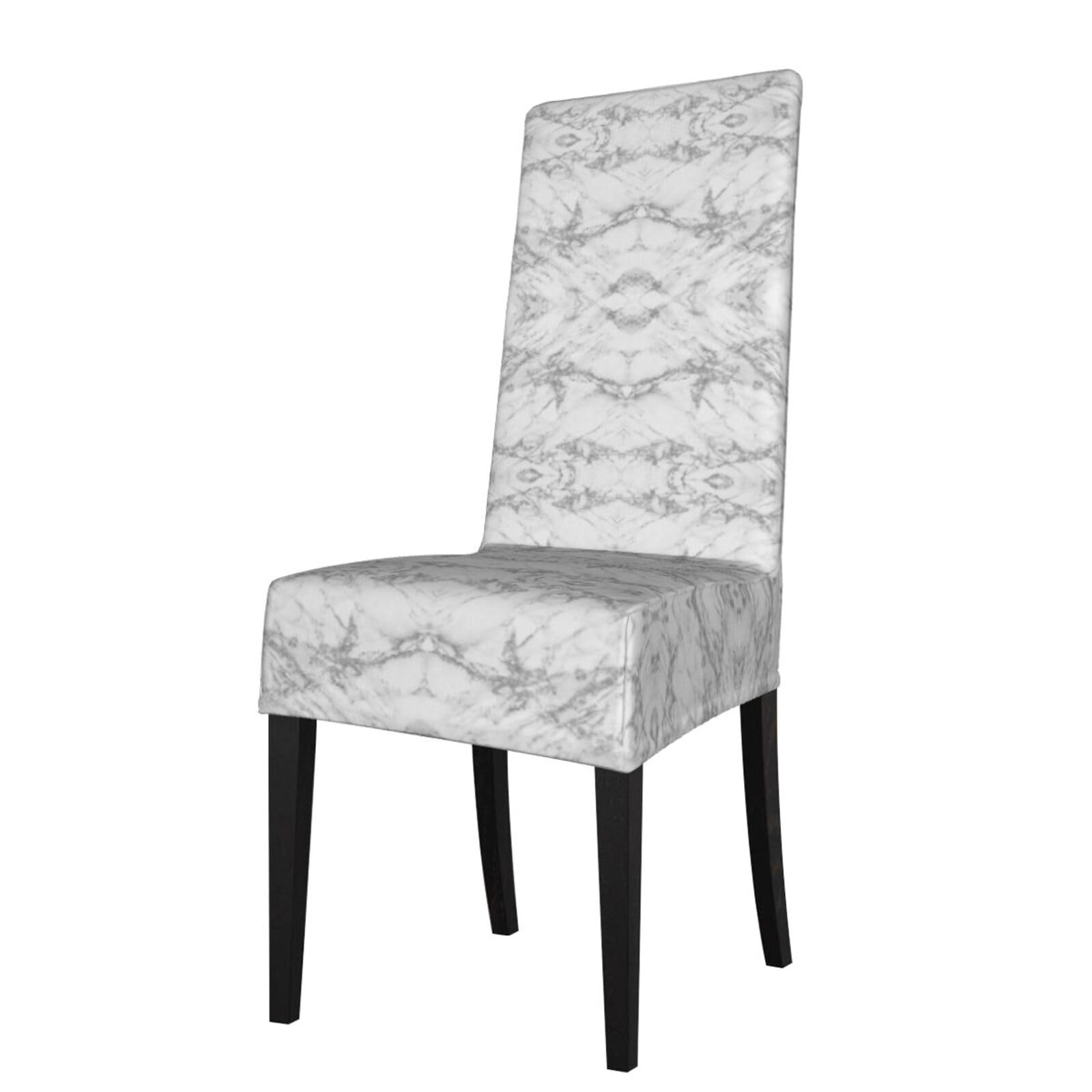 Lkymoh As Picture Elegant Chic White Gray Silver Glitter Marble, Chair Covers Stretch Chair Slipcovers For Dining Room, For Party Pet Protection Universal Fit Soft Polyester