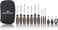 Spec Ops Conjunto de chaves de fenda de 12 peças, 5 Phillips, 5 ranhuras, 2 torx, ponta magêntica, 3% doado para veteranos