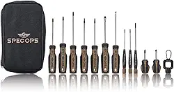 Spec Ops Conjunto de chaves de fenda de 12 peças, 5 Phillips, 5 ranhuras, 2 torx, ponta magêntica, 3% doado para veteranos