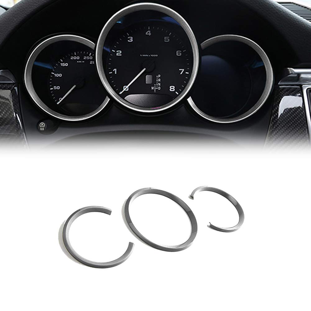 GTINTHEBOX 3 Pcs Dashboard Edge Decoration Trim Ring for 2014-up Porsche Macan,Silver