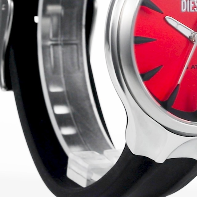 Diesel Silicone Analog Red Dial Men Watch-Dz2202, Black Band
