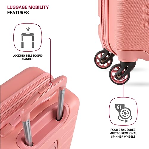 SwissGear 7366 Hardside Expandable Luggage with Spinner Wheels, Coral Almond, 3-Piece Set (19/23/27) - Image 3