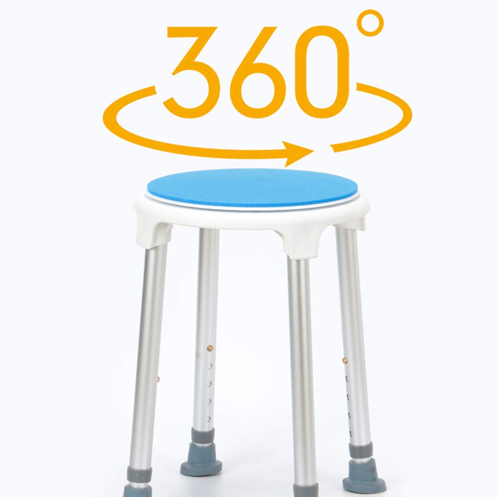 360º Giratoria Silla de Ducha para Ancianos,Taburete de Baño Médico Regulable con Pies Antideslizantes,Garantiza la Seguridad y la Estabilidad-Cargable 130KG