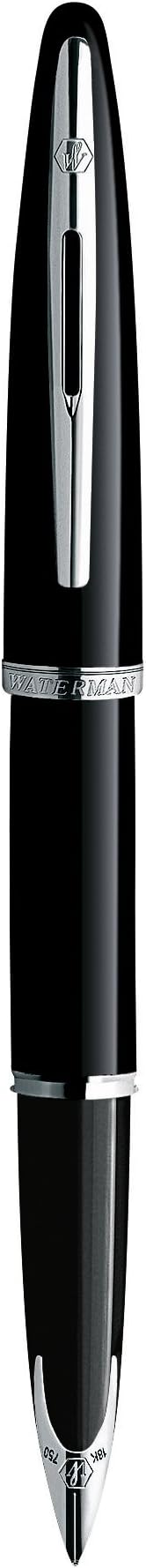 Waterman Carène Black Sea Fountain Pen | High-Gloss Black with Palladium Plated Trim | Medium Nib with Blue Ink Cartridge | Gift Box