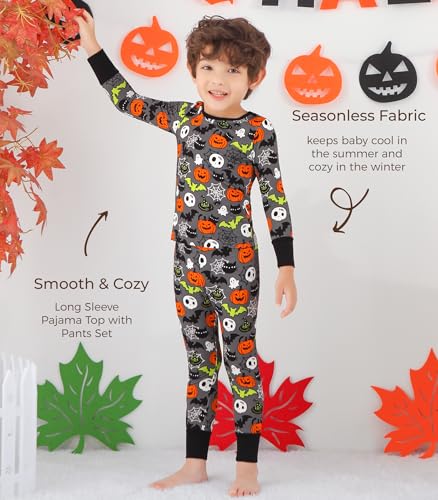 Image of Toddler Boys Girls Clothes Viscose from Bamboo Long Sleeve Top and Pants Clothing Set Soft 2Pcs Kid Outfit