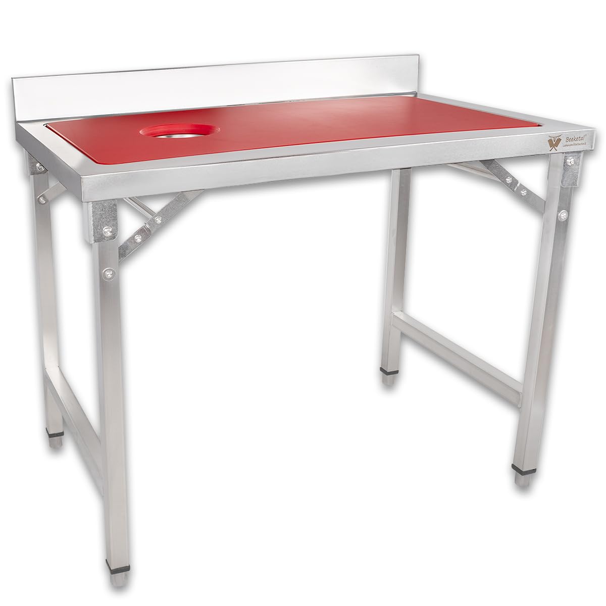 Beeketal Wild-Zerlegetisch & Metzgertisch BAZ1090-L – Edelstahl Klapptisch für Jäger & Hobby-Metzger, inkl. LDPE-Schneideplatte & Abfall-Aussparung, 1090x670x950 mm, klappbar
