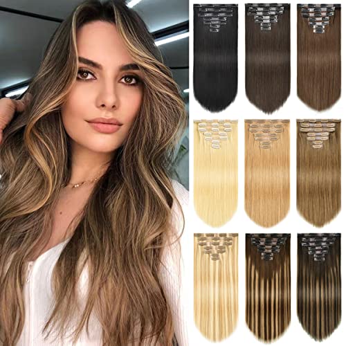 ROSEBUD Clip In Hair Extensions Real Human Hair Remy 7pcs 16clips Seamless Weft Extensions Human Hair