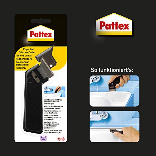 Pattex Fugenhai, handlicher Fugenkratzer zum Entfernen von alten Silikonfugen im Sanitärbereich, vielseitiges Fugenmesser, 1er Pack mit Ersatzklinge – Bild 5