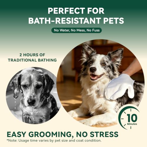 Image of ECO PET Glove Wipes for Dogs & Cats, Hypoallergenic Unscented Cleaning & Deodorizing Bath Wipes, Coconut Oil Nourishing Fur Pet Grooming Gloves, 20pcs