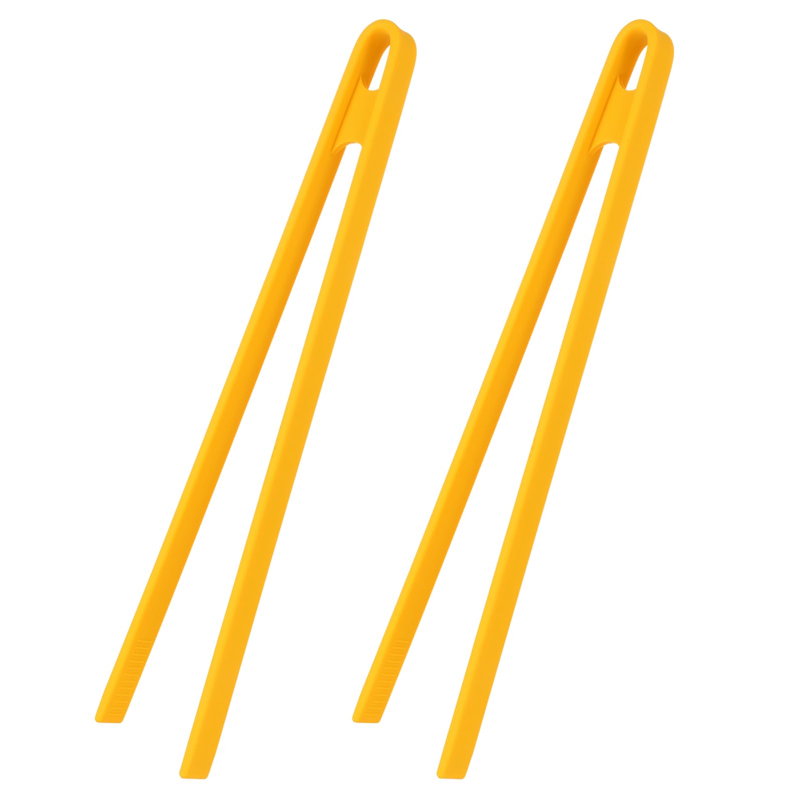 sourcing map 2Pcs Silicone Toast Tongs, 29cm Kitchen Food Tongs Heat Resistant for Cooking Food Trivet Grippers Non-Slip Long Tool for Salad Ice Cubes Toaster Fruits Sugar Barbecue, Yellow