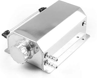 Dyno Racing Universal 2L Alloy Engine Oil Fuel Gas Catch Can Breather Tank Bottle Coolant Radiator Overflow Tank (Silver)