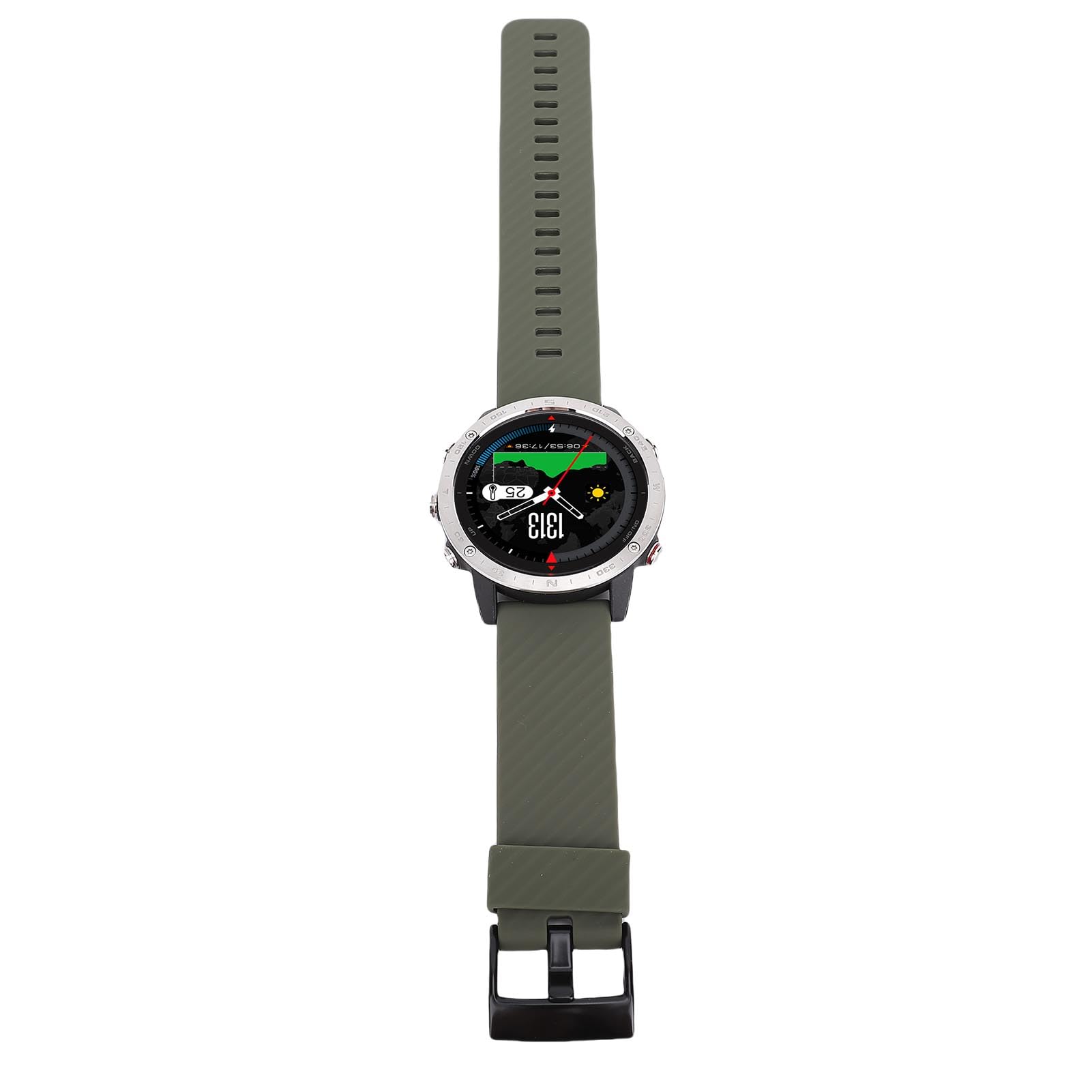 Cryfokt Orologio Sportivo Intelligente Rotondo Batteria a Lunga Durata Orologio Fitness Tracker per Sport All'aria Aperta per Arrampicata Nuoto Corsa in Lega di Silicone Ti