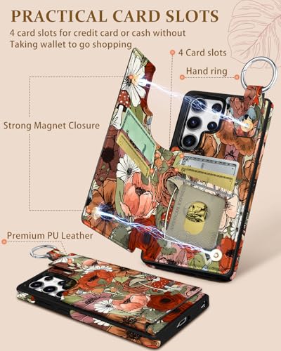 Shorogyt for Samsung Galaxy S25 Ultra Wallet Case, Mushroom Flower - image 3