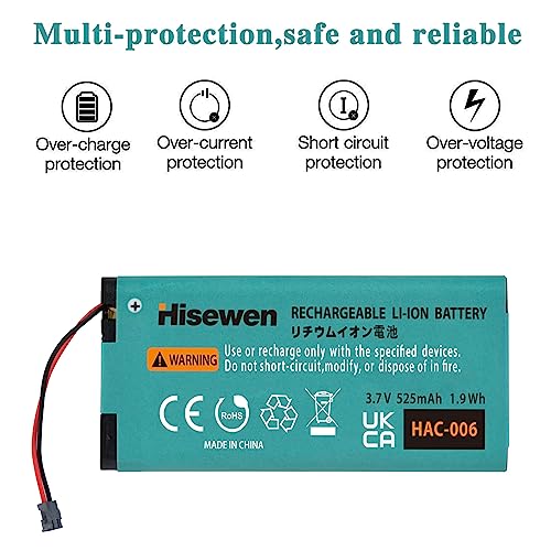 image for Hisewen JoyCon Battery Replacement, 4 Pack HAC-006 Battery for Nintend
