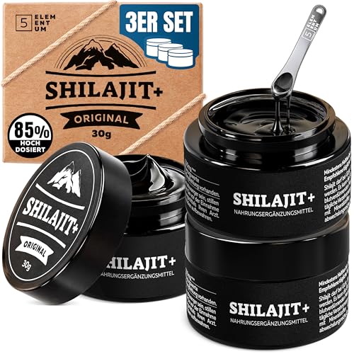 Shilajit Original Himalaya – 90g (30g x3) - 180 Tage Vorrat – Premium Pure Shilajit Hochdosiert Aus Himalya Handernte Inkl. 500mg Dosierlöffel 1