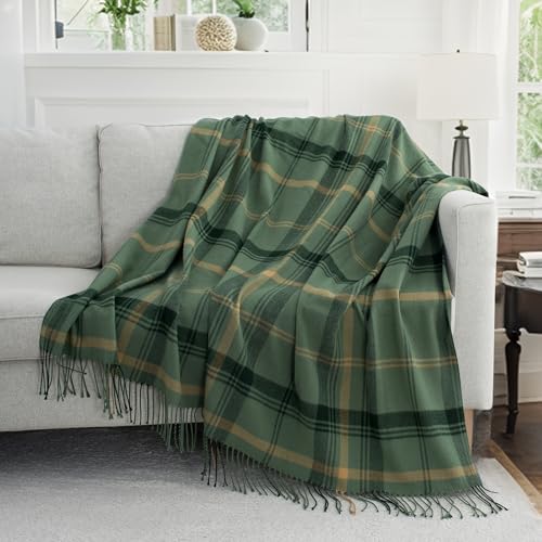 GINAMUSE Green Plaid Throw Blanket for...