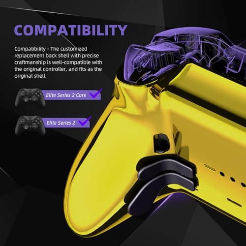 Image of eXtremeRate Replacement Bottom Shell Case for Xbox Elite Series 2 Controller, DIY Custom Chrome Gold Back Housing Shell Cover for Xbox Elite Series 2 Core Wireless Controller Model 1797- No Controller