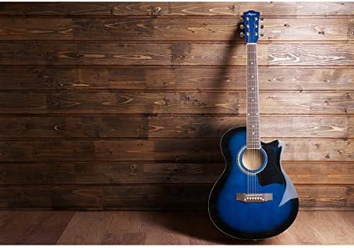 amazon com artall 39 inch handmade solid wood acoustic cutaway guitar beginner kit with gig bag strings picks strap glossy blue musical instruments