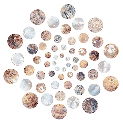 SUNNYCLUE 1 Box 60Pcs Natural Flat Round Seashells Pendant Mussel Shell Coin Drop Charm Beads 9mm/15mm/20mm/25mm/30mm/35mm Jewelry Making Supplies for Necklace Bracelet Earring Home Decoration - Image 2