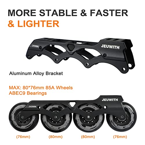 Image of Inline Skates for Women Men, Outdoor Street Blades Roller Adult Male Female, Professional Fitness Roller Skates Blades for Unisex (Black) Men8.5-9 /Women9.5-10 /28cm