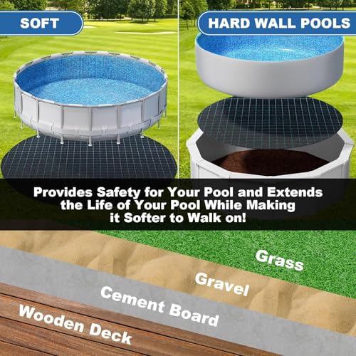 Ceblish Poolunterlage Rund 366, Vorgeschnittene Pool Unterlage Outdoor, Poolmatten Schutzboden, rutschfeste, Reißfest, Nahtlos, Pool Bodenschutzmatte für Aufstellpools & Whirlpools (366)