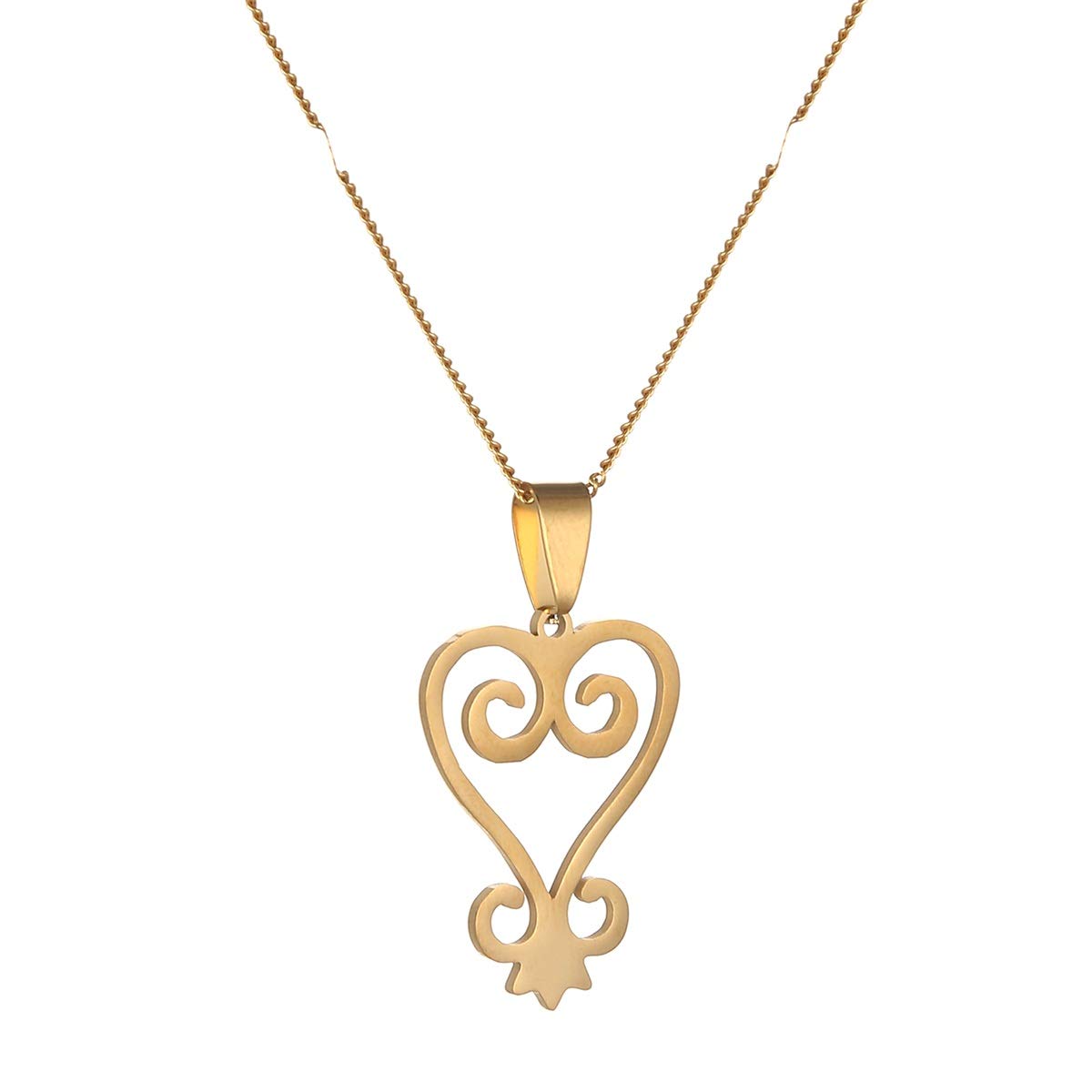 Stainless Steel African Adinkra Symbol Pendant Necklace SANKOFA Learn From The Past Charm Jewelry