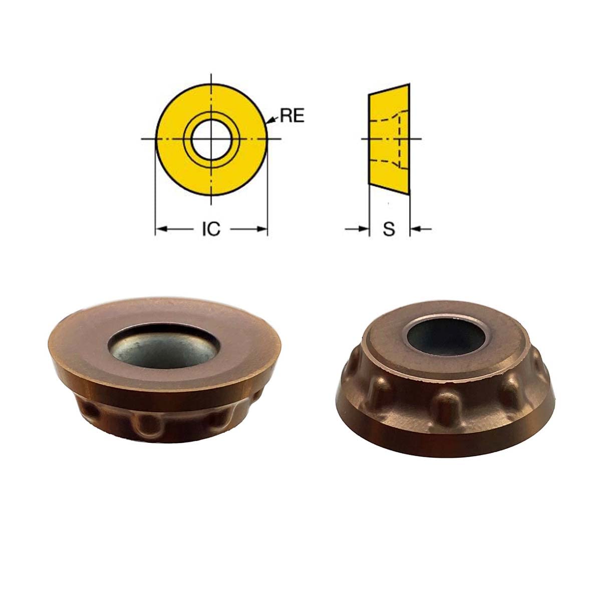 GBJ 10pcs R300-2060E-PL Bronze Carbide Milling Inserts Milling Blades Carbide Inserts for Steel and Stainless Iron