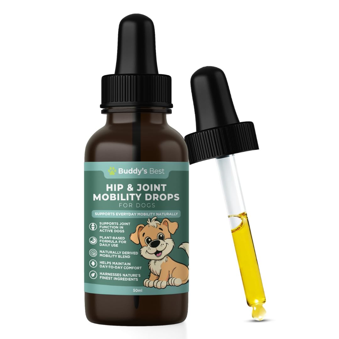 BUDDY'S BESTNatural Joint Support for Dogs – With Flaxseed, Hemp, Ginger & Turmeric Oils – Helps Maintain Mobility & Flexibility – Supports Overall Well-being – 50ml