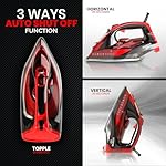 Utopia Home Steam Iron for Clothes - Non-Stick Soleplate - 1800W Clothes Iron With Auto-Off Safety Feature - Adjustable Thermostat Control, Variable Steam Control, Self-Clean, 8 Feet Cord (Black/Red) - Image 5