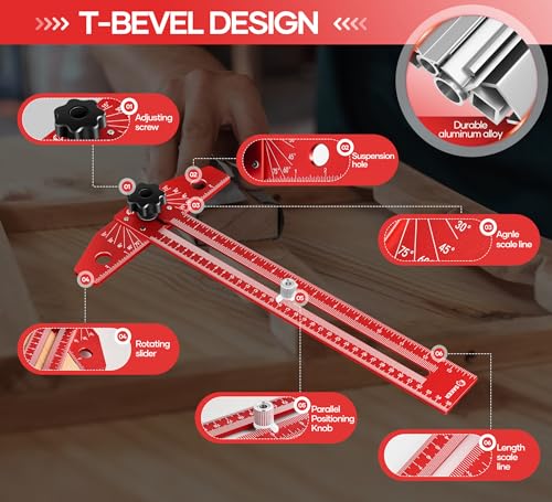 Saker Aluminum Alloy Sliding T-Square, Precision Angle Adjustment Scriber Marking Line Drawing Aid, Adjustable 3 Saker Aluminum Alloy Sliding T-Square, Precision Angle Adjustment Scriber Marking Line Drawing Aid, Adjustable - Image 3