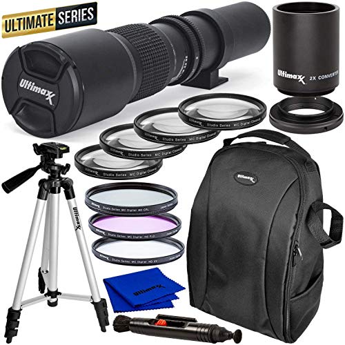 Ultimaxx 500mm f/8 Preset Telephoto Lens Kit for Nikon D7500, D500, D600, D610