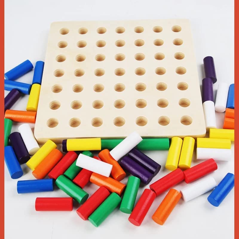 Smoneo-Educational-Colour-Cognition-Stacking-Sorting-Wooden-Peg-Board-Block-Toys-for-3-Children-21-x-21-x-15-cm-Multicolour