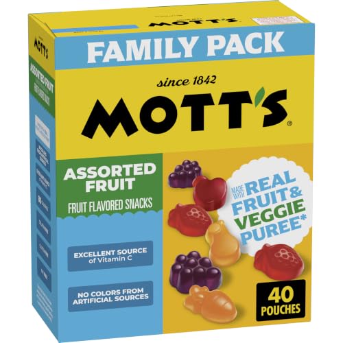 Mott's Assorted Fruit Flavored Snacks, Made with Real Fruit Puree (40 Pack)