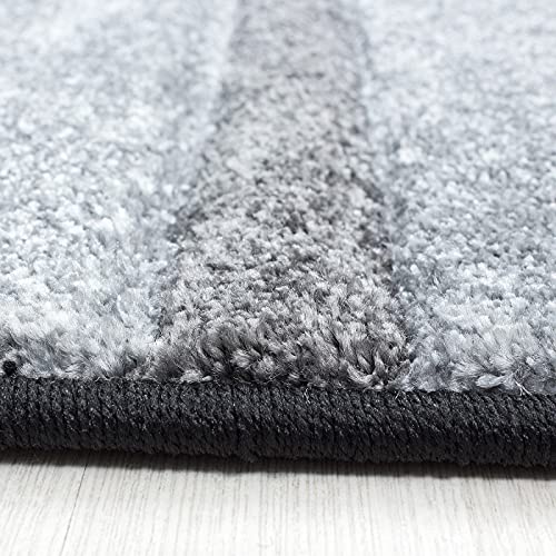 Tapis design moderne à carreaux noir et gris de salon 80x150cm